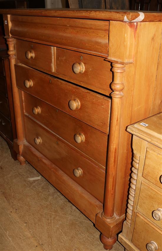 A large North Country pine chest of drawers